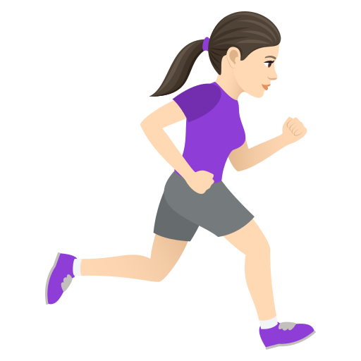 Женщина бежит вправо: светлый тон кожи для JoyPixels 9.0