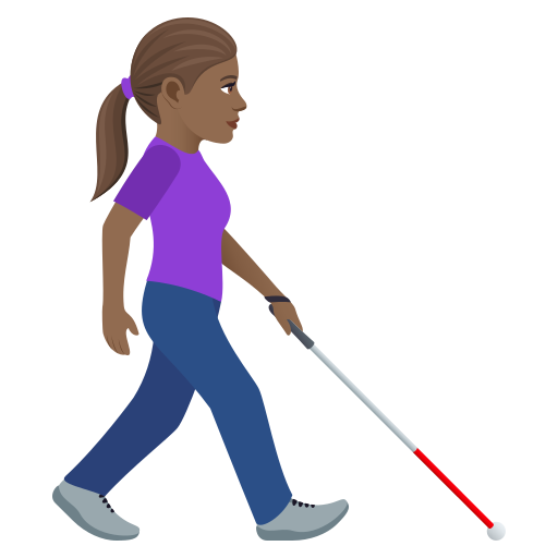 Женщина с белой тростью смотрит вправо: средне-темный тон кожи для JoyPixels 9.0