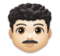 Man: Light Skin Tone, Curly Hair