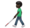 Man with White Cane: Dark Skin Tone