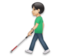 Man with White Cane: Light Skin Tone