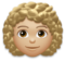 Woman: Medium-Light Skin Tone, Curly Hair