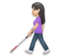Woman with White Cane: Light Skin Tone