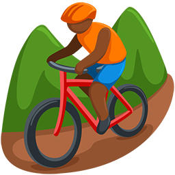 Person Mountain Biking: Medium-Dark Skin Tone