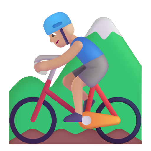 Hombre En Bicicleta De Montaña: Tono de Piel Claro Medio Hombre En Bicicleta De Montaña: Tono de Piel Claro Medio