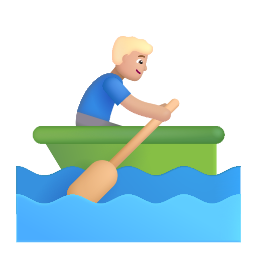 Hombre Remando En Un Bote: Tono de Piel Claro Medio Hombre Remando En Un Bote: Tono de Piel Claro Medio