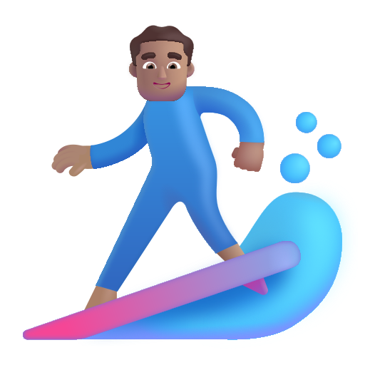 Hombre Haciendo Surf: Tono de Piel Medio Hombre Haciendo Surf: Tono de Piel Medio