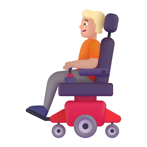 Persona En Silla De Ruedas Eléctrica: Tono de Piel Claro Medio Persona En Silla De Ruedas Eléctrica: Tono de Piel Claro Medio