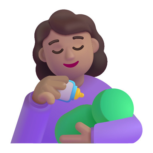 Mujer Alimentando A Bebé: Tono de Piel Medio Mujer Alimentando A Bebé: Tono de Piel Medio