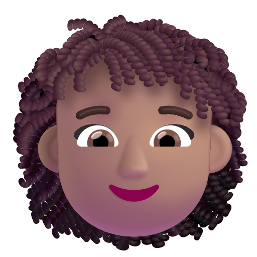 Mujer: Tono de Piel Medio, Cabello Rizado Mujer: Tono de Piel Medio, Cabello Rizado