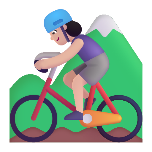 Mujer En Bicicleta De Montaña: Tono de Piel Claro Mujer En Bicicleta De Montaña: Tono de Piel Claro