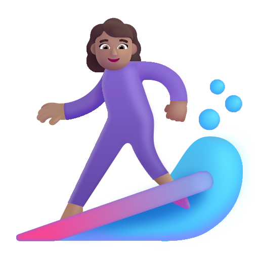 Mujer Haciendo Surf: Tono de Piel Medio Mujer Haciendo Surf: Tono de Piel Medio