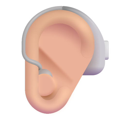 Oreja Con Audífono: Tono de Piel Claro Medio Oreja Con Audífono: Tono de Piel Claro Medio