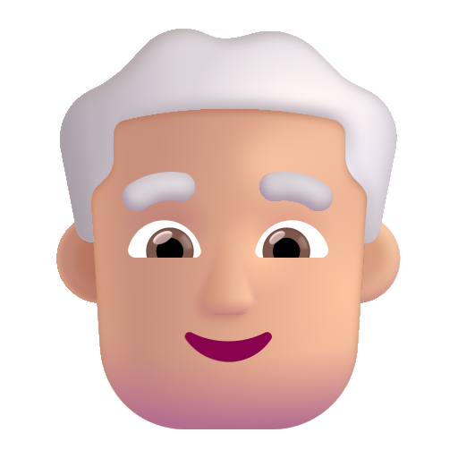 Hombre: Tono de Piel Claro Medio, Cabello Blanco Hombre: Tono de Piel Claro Medio, Cabello Blanco