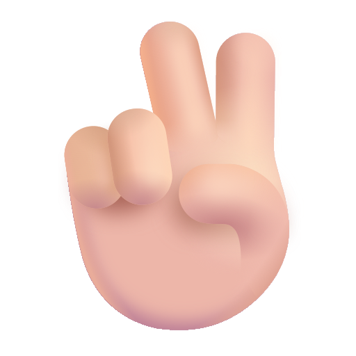 Mano Con Señal De Victoria: Tono de Piel Claro Mano Con Señal De Victoria: Tono de Piel Claro