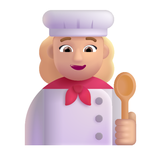 Chef Mujer: Tono de Piel Claro Medio Chef Mujer: Tono de Piel Claro Medio