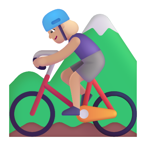 Mujer En Bicicleta De Montaña: Tono de Piel Claro Medio Mujer En Bicicleta De Montaña: Tono de Piel Claro Medio