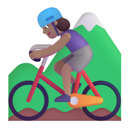 Mujer En Bicicleta De Montaña: Tono de Piel Medio Mujer En Bicicleta De Montaña: Tono de Piel Medio