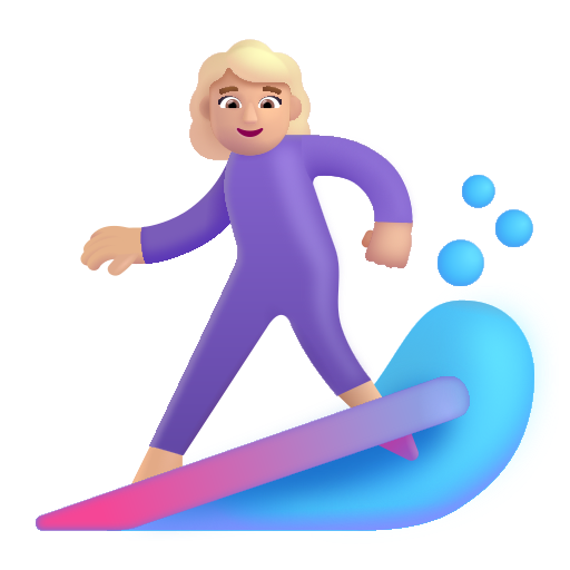 Mujer Haciendo Surf: Tono de Piel Claro Medio Mujer Haciendo Surf: Tono de Piel Claro Medio