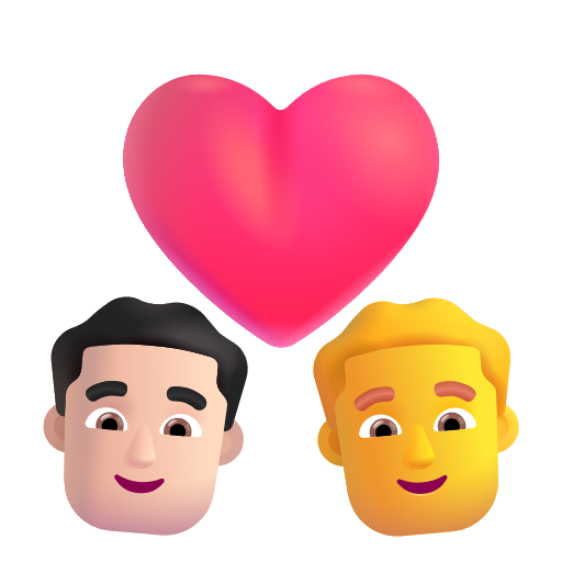 Couple avec cœur - Homme: Peau Claire, Homme: Sans Teint