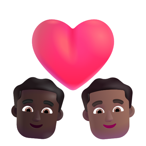 Couple avec cœur: Homme, Homme, Peau Foncée, Peau Moyennement Foncée