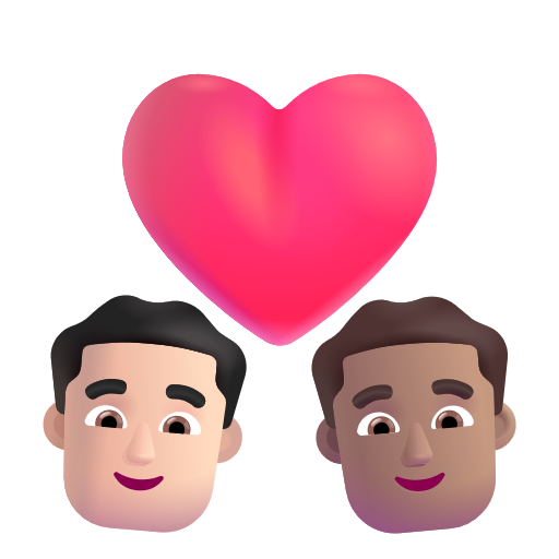 Couple avec cœur: Homme, Homme, Peau Claire, Peau Moyenne