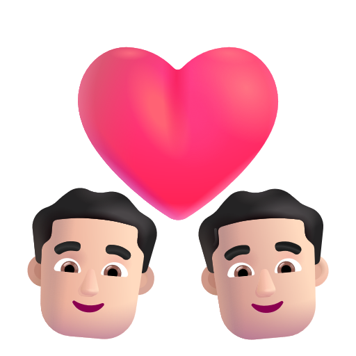 Couple avec cœur: Homme, Homme, Peau Claire