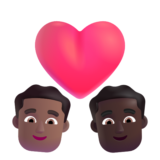 Couple avec cœur: Homme, Homme, Peau Moyennement Foncée, Peau Foncée