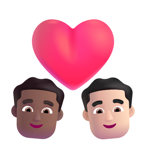 Couple avec cœur: Homme, Homme, Peau Moyennement Foncée, Peau Claire