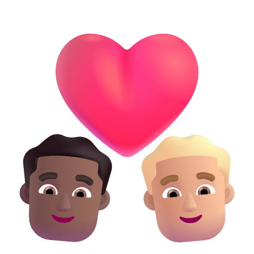 Couple avec cœur: Homme, Homme, Peau Moyennement Foncée, Peau Moyennement Claire