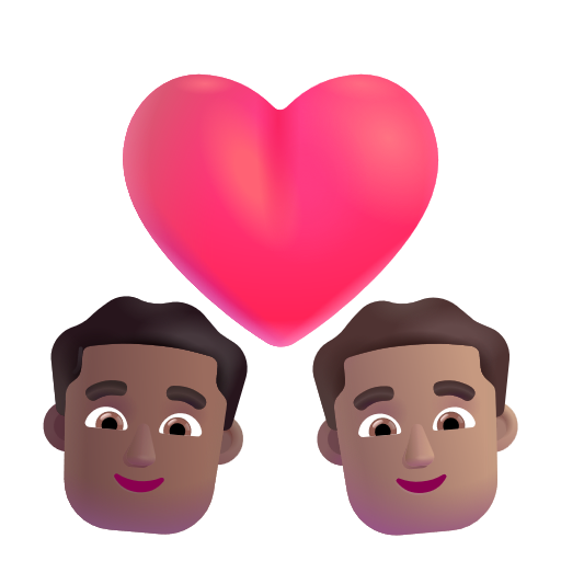 Couple avec cœur: Homme, Homme, Peau Moyennement Foncée, Peau Moyenne