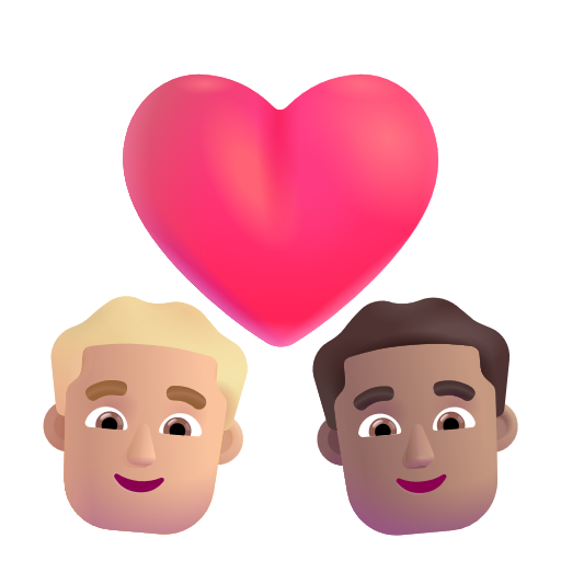 Couple avec cœur: Homme, Homme, Peau Moyennement Claire, Peau Moyenne