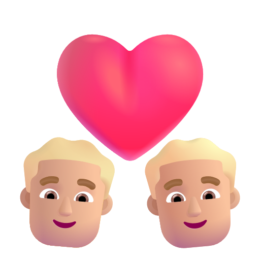 Couple avec cœur: Homme, Homme, Peau Moyennement Claire