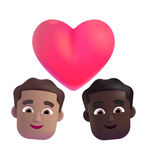 Couple avec cœur: Homme, Homme, Peau Moyenne, Peau Foncée