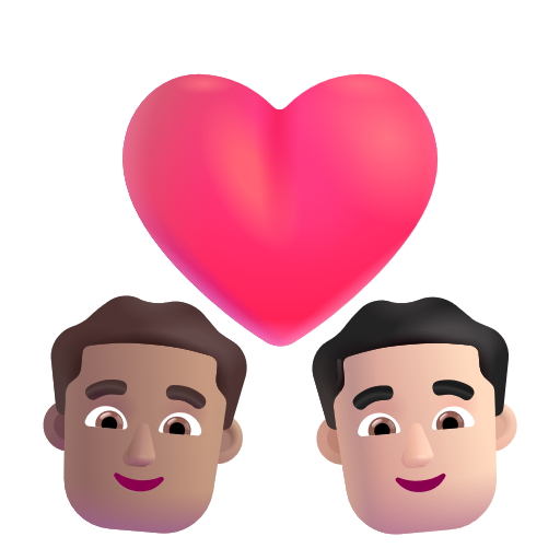 Couple avec cœur: Homme, Homme, Peau Moyenne, Peau Claire