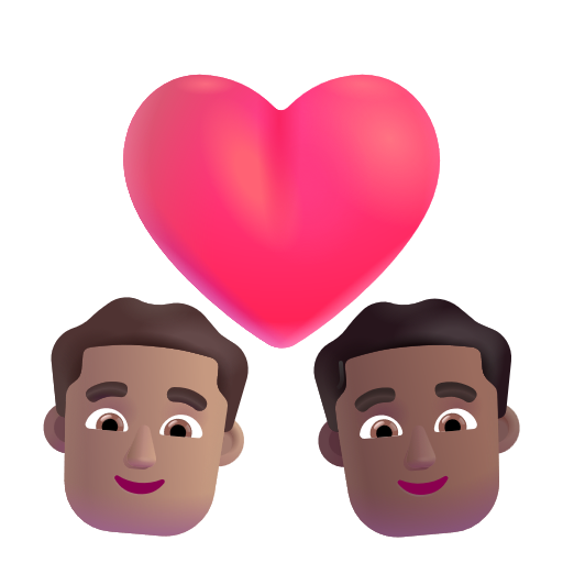 Couple avec cœur: Homme, Homme, Peau Moyenne, Peau Moyennement Foncée