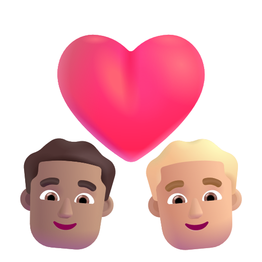 Couple avec cœur: Homme, Homme, Peau Moyenne, Peau Moyennement Claire