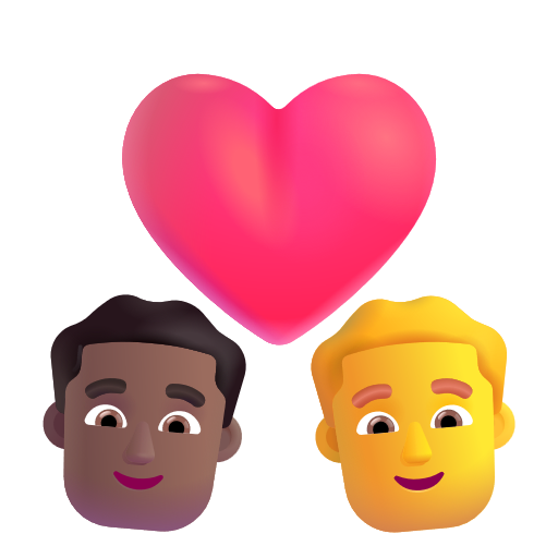 Couple avec cœur - Homme: Peau Moyennement Foncée, Homme: Sans Teint