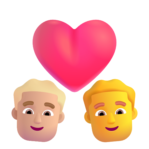 Couple avec cœur - Homme: Peau Moyennement Claire, Homme: Sans Teint
