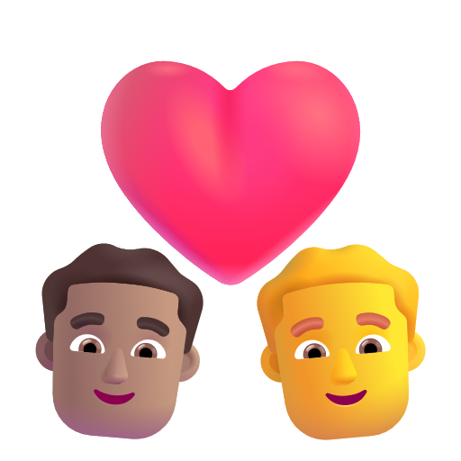 Couple avec cœur - Homme: Peau Moyenne, Homme: Sans Teint