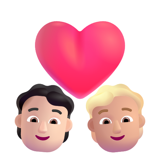 Couple avec cœur: Personne, Personne, Peau Claire, Peau Moyennement Claire