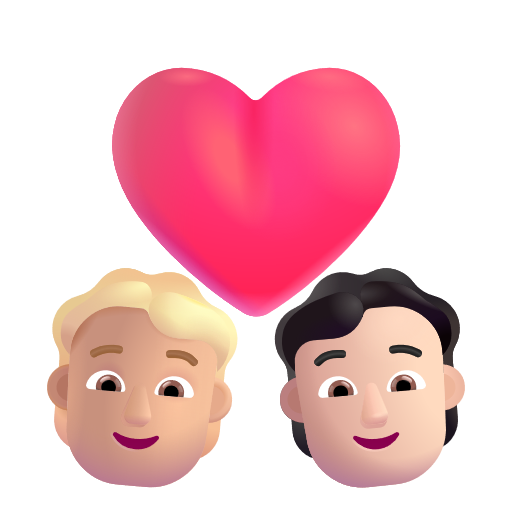 Couple avec cœur: Personne, Personne, Peau Moyennement Claire, Peau Claire