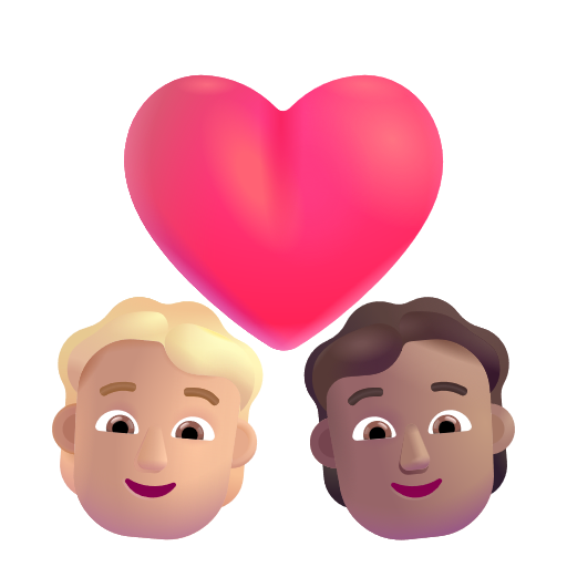 Couple avec cœur: Personne, Personne, Peau Moyennement Claire, Peau Moyenne