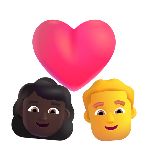 Couple avec cœur - Femme: Peau Foncée, Homme: Sans Teint