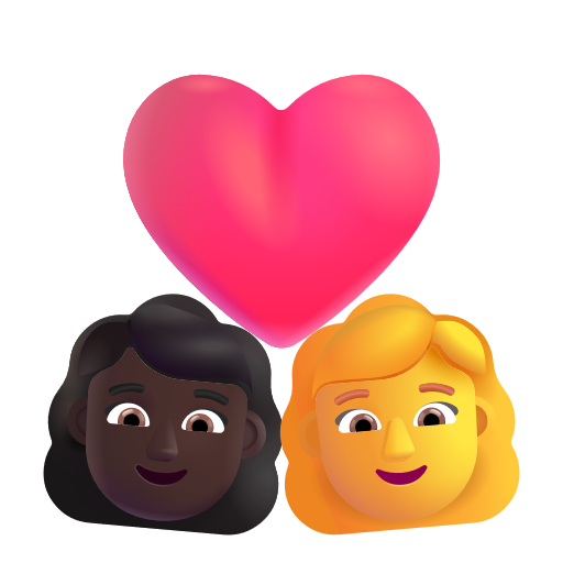 Couple avec cœur - Femme: Peau Foncée, Femme: Sans Teint
