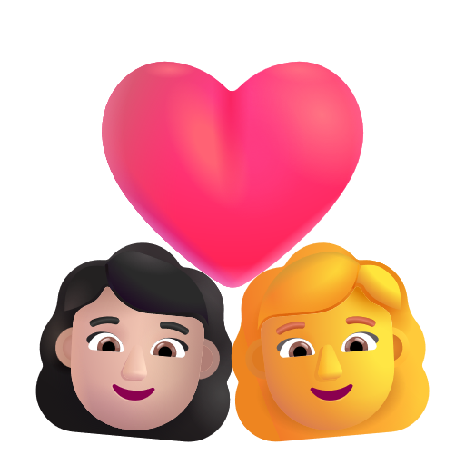 Couple avec cœur - Femme: Peau Claire, Femme: Sans Teint