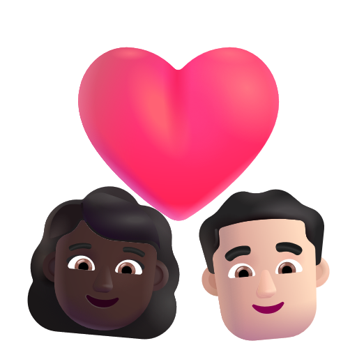Couple avec cœur: Femme, Homme, Peau Foncée, Peau Claire