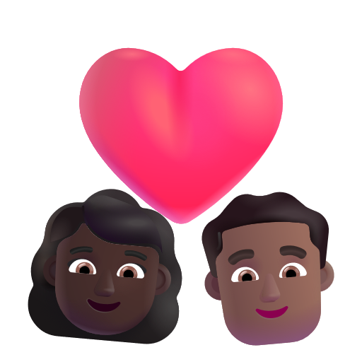 Couple avec cœur: Femme, Homme, Peau Foncée, Peau Moyennement Foncée