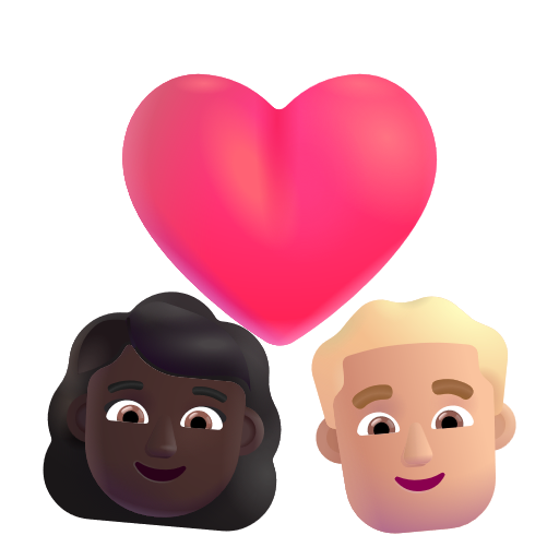 Couple avec cœur: Femme, Homme, Peau Foncée, Peau Moyennement Claire