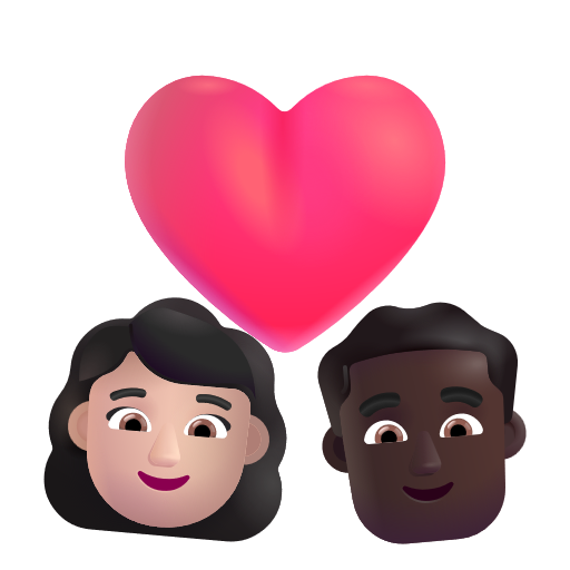 Couple avec cœur: Femme, Homme, Peau Claire, Peau Foncée